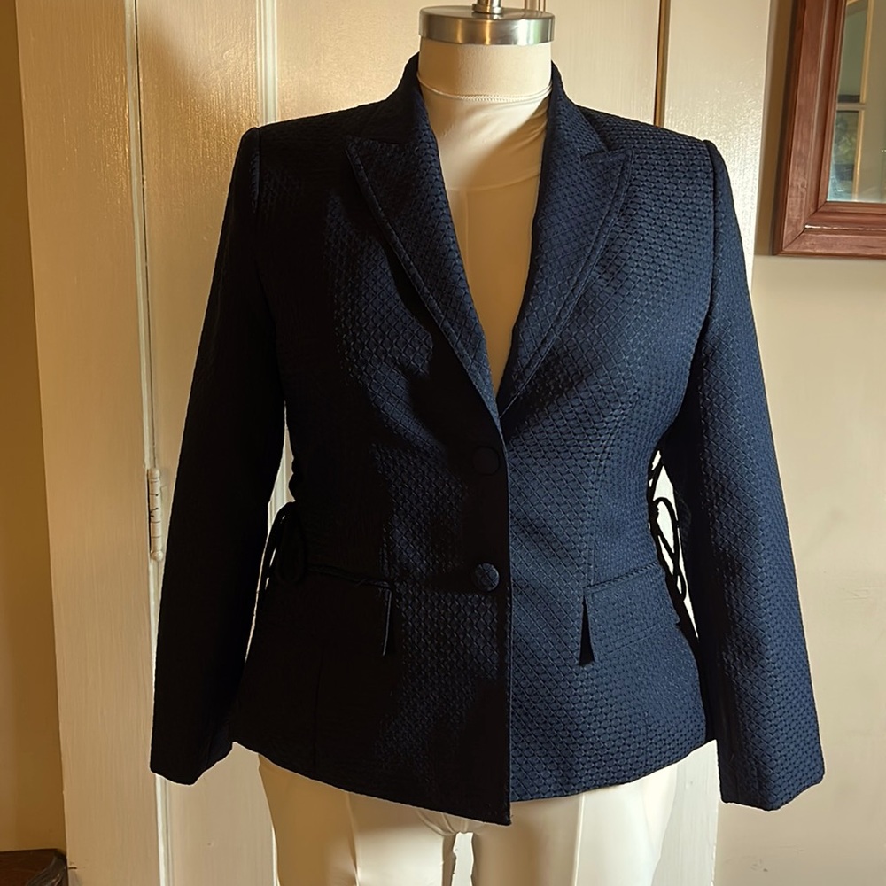 Vintage Giorgio Sant’Angelo Navy Blazer with Side Corset Detail size 14